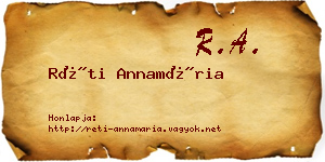 Réti Annamária névjegykártya